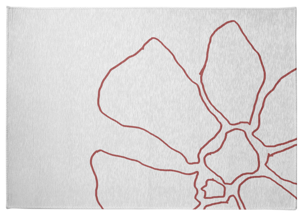 Petal Lines Spring Chenille Rug, Coral/White, 5'x7'