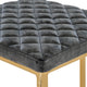 Quincy Leather Barstools, Square Seats and Gold Metal Frame, Set of 2, Gray