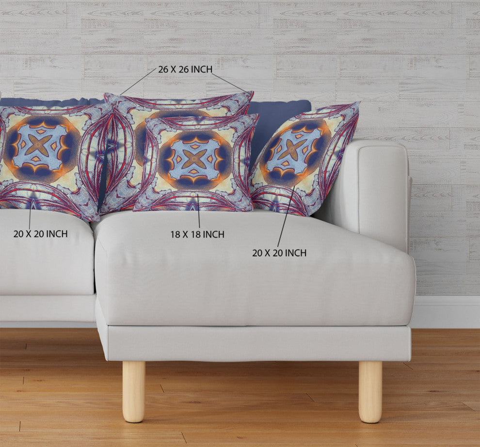 20" Indigo Yellow Geo Tribal Suede Throw Pillow