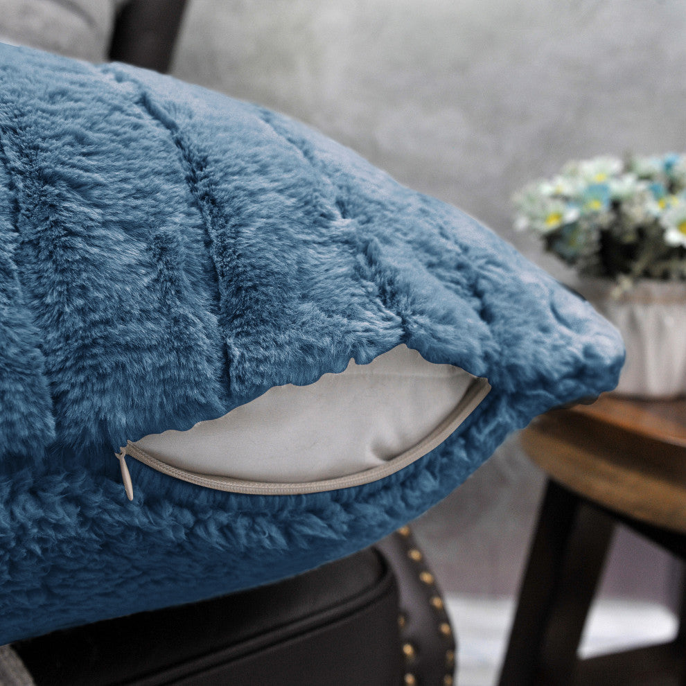 Super Mink Throw Pillow Covers, Set of 4, Blue Mirage, 20''x20''
