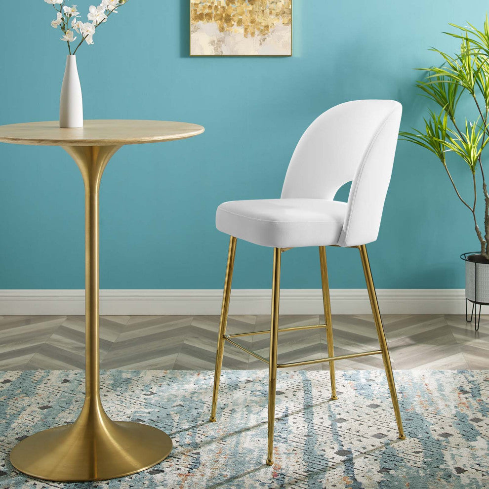 Rouse Performance Velvet Bar Stool-White