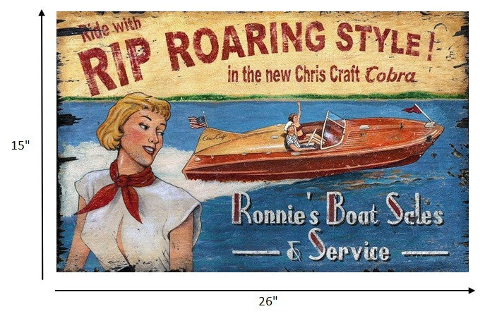 Vintage Style Boat Advertisement Wall Art