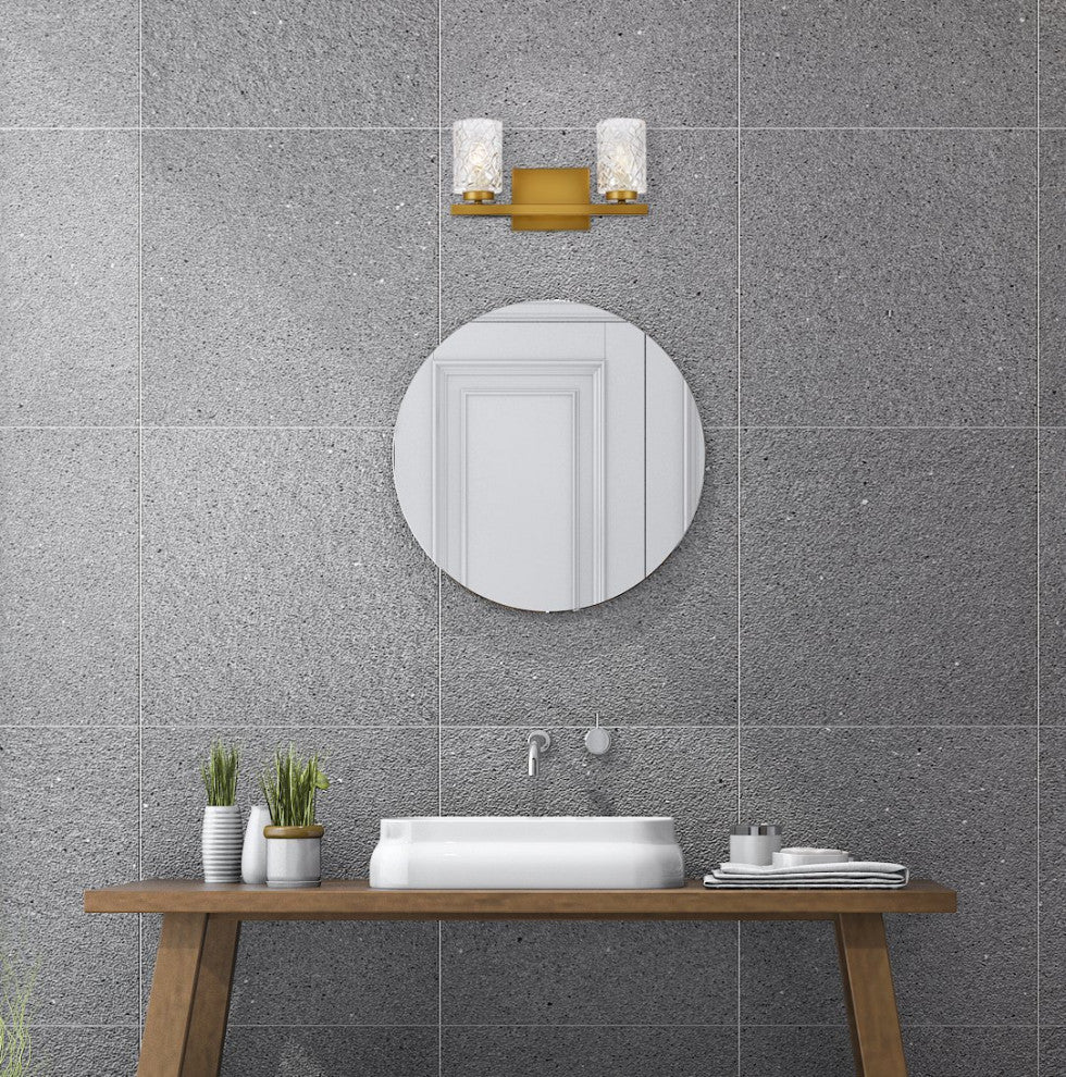 Conor 2-Light Bath Sconce, Brass With Clear Shade