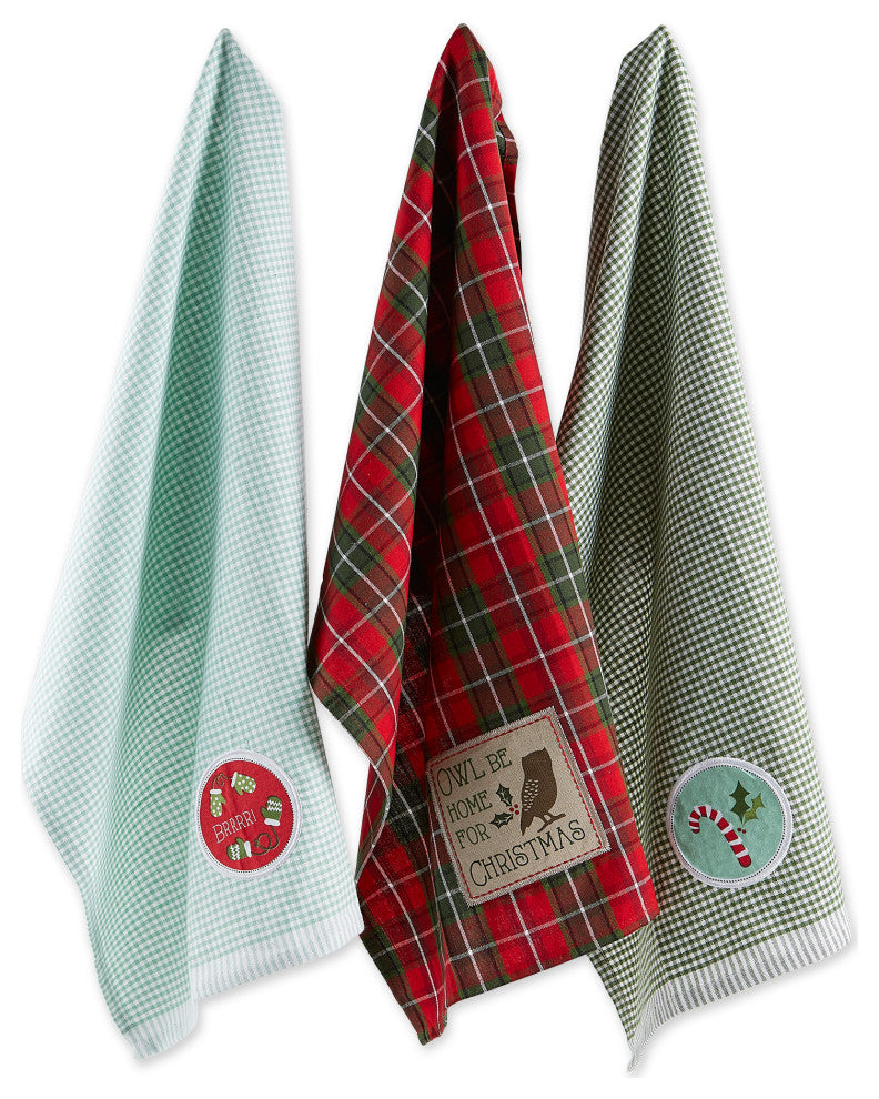 Owl Be Christmas Embroidered Dishtowel
