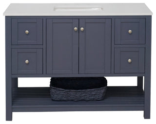 Kitchen Bath Collection Lakeshore 48" Vanity, Marine Gray, Engineered White