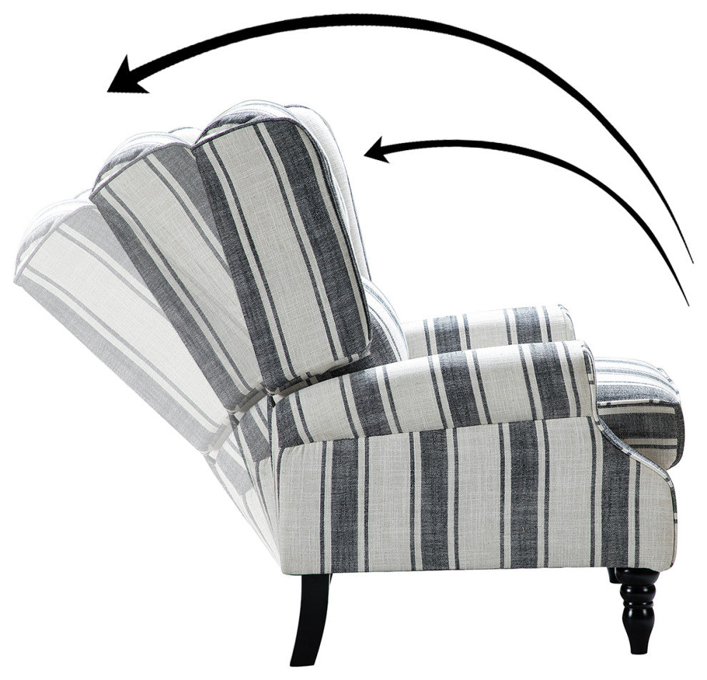 Modern Manual Wingback Recliner Set of 2, Stripe Black