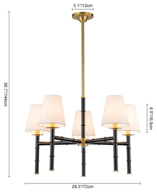 5-Light Classic Tapered Shade Fabric Chandelier