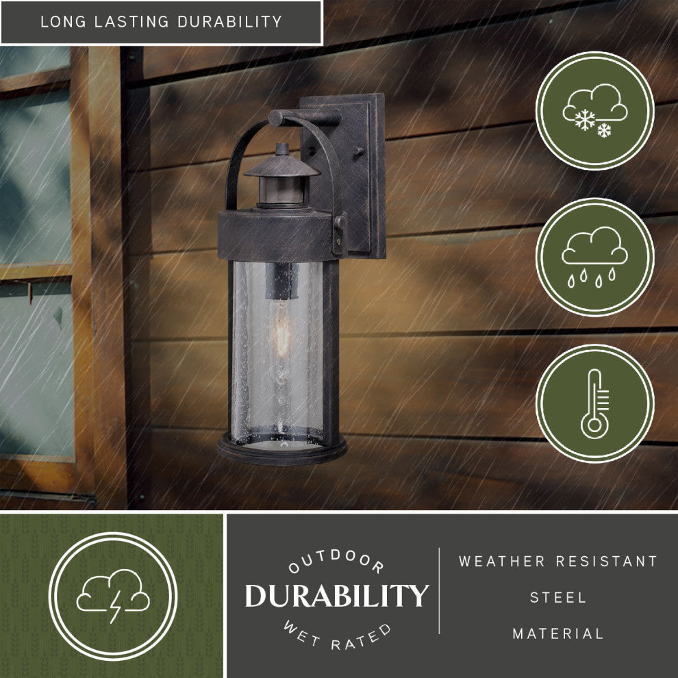 Vaxcel Cumberland Dualux 6" Outdoor Wall Light, Rust Iron