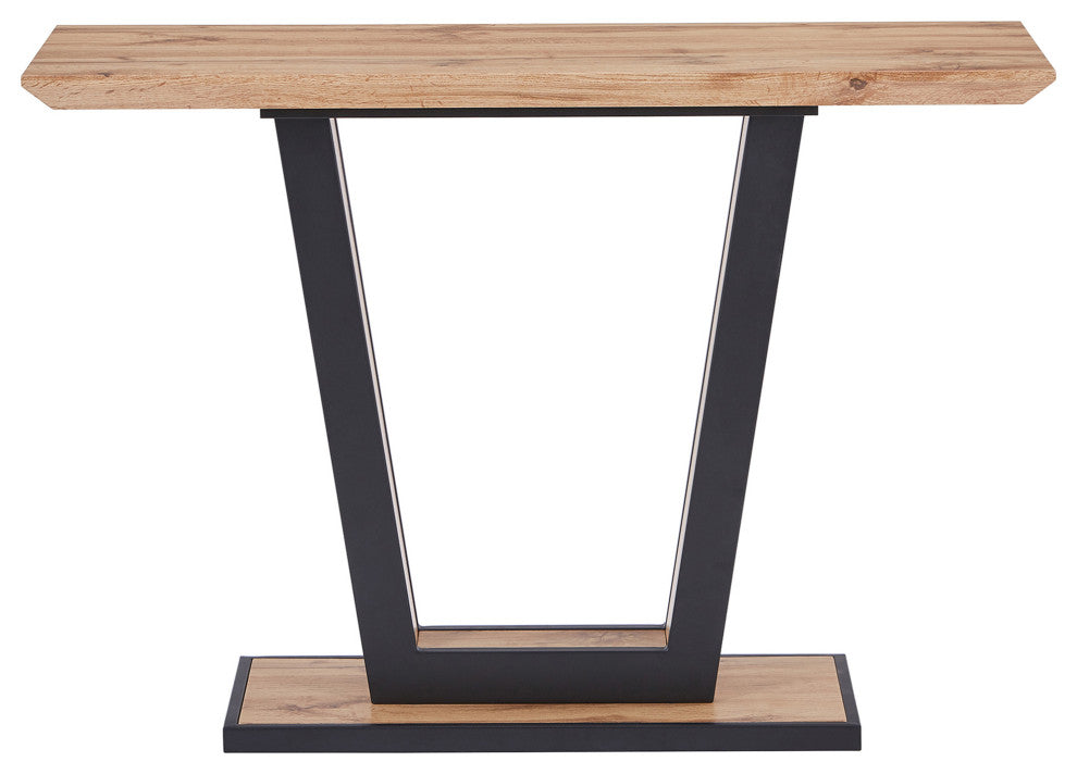 Modern MDF/Metal Console Table, Natural/Black