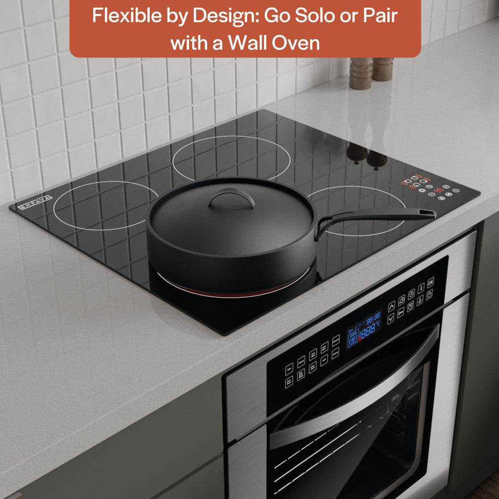 Built-in 24" 4 Elements Smooth Surface, Radiant Black Electric Cooktop