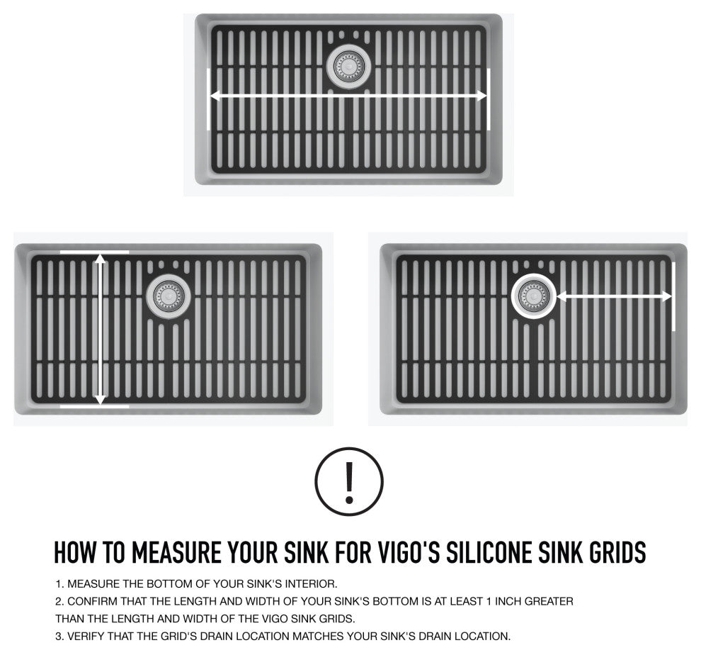 VIGO Silicone Protective Bottom Grid for Single Bowl Kitchen Sink, Matte Black, 28"lx15"w