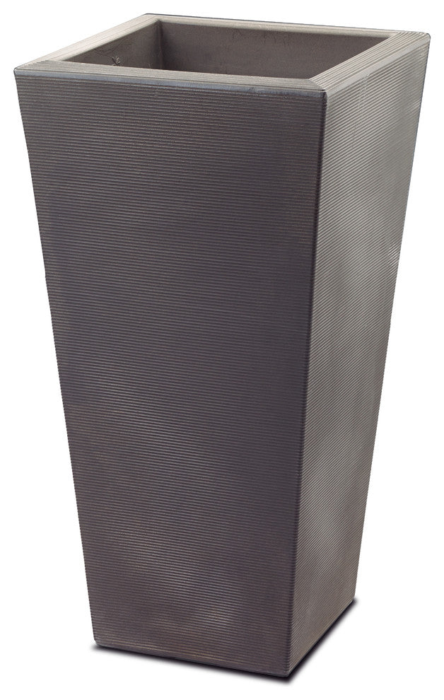Bowery Indoor/Outdoor Tall Square Pot with Sand Cavity, Bronze, 13"