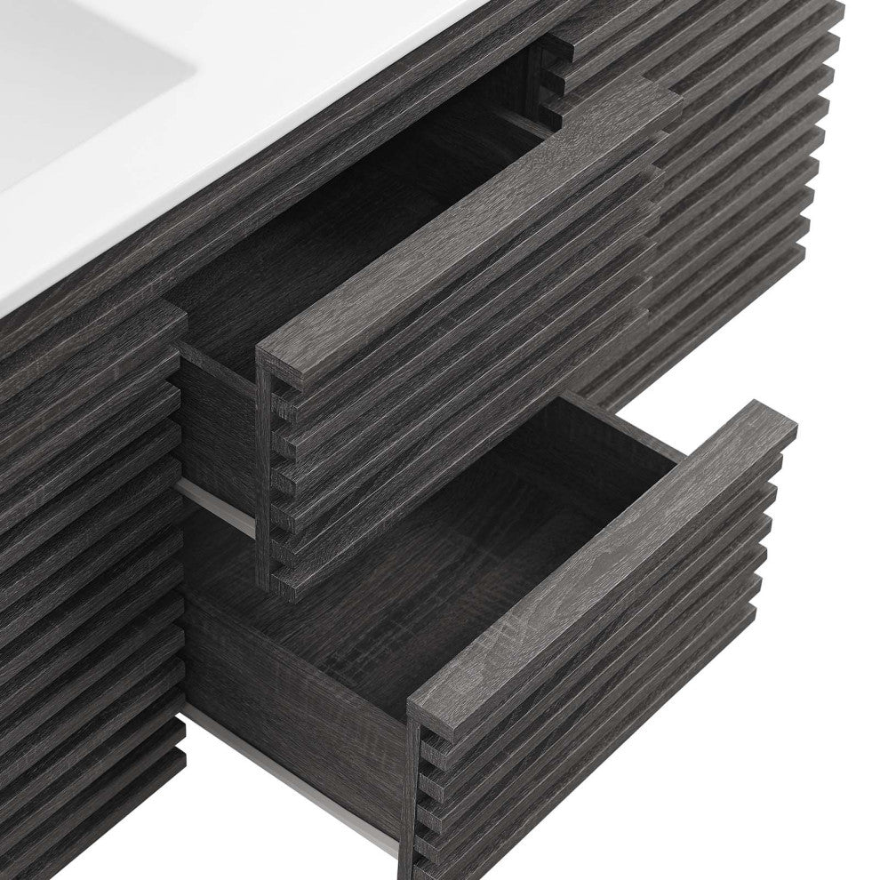 Render 48" Wall-Mount Bathroom Vanity, Charcoal White