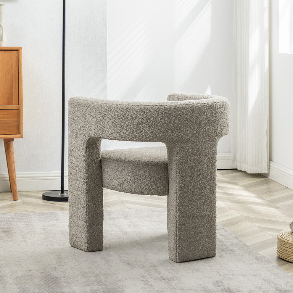 28" Wide Boucle Upholstered Square Armchair, Oatmeal