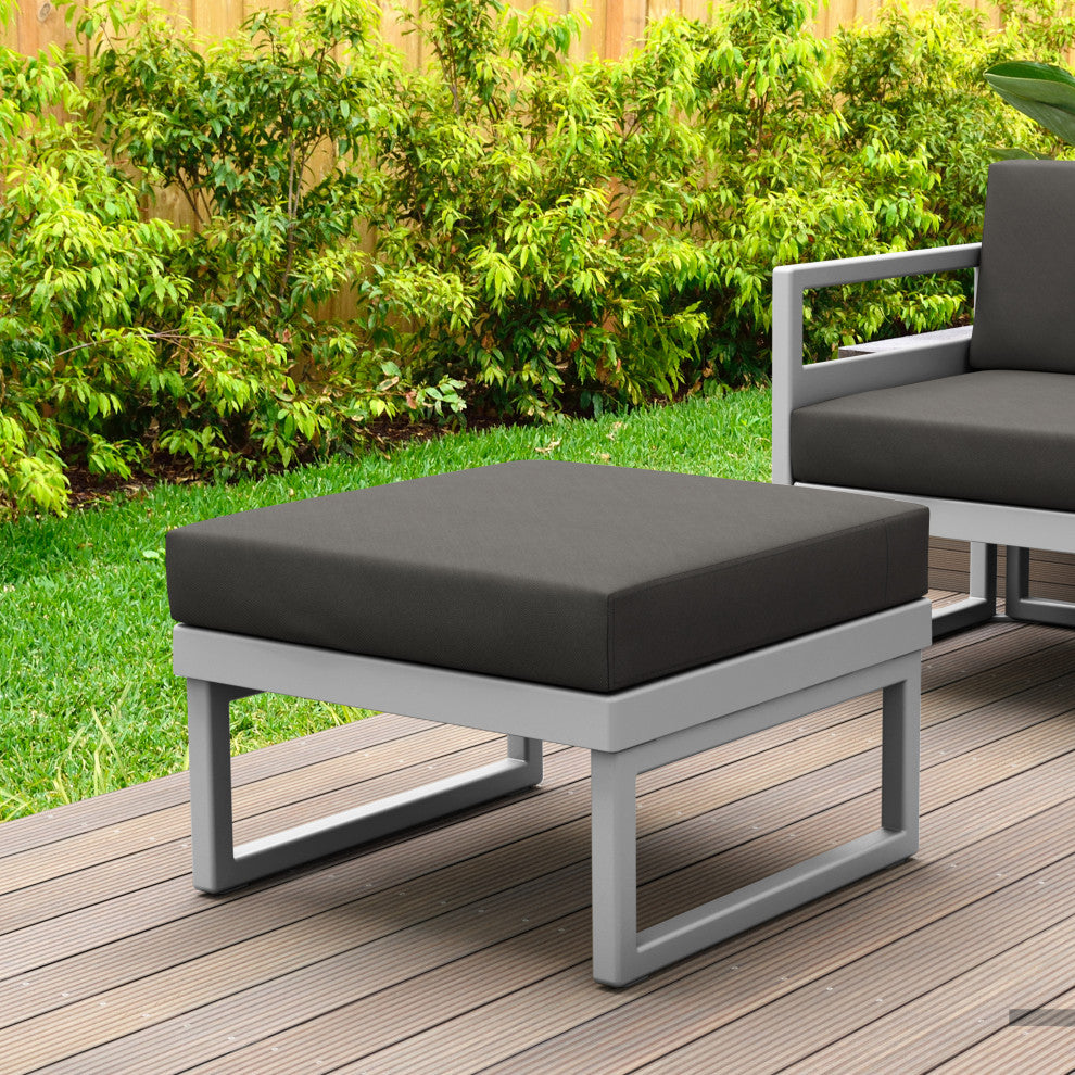 Mykonos Ottoman Silver With Sunbrella Charcoal Cushion