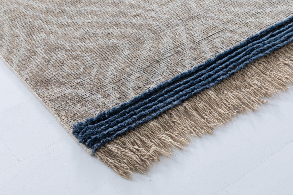 NuStory Sunrise Hand Knotted Geometric Area Rug in Beige, 7'6x9'6