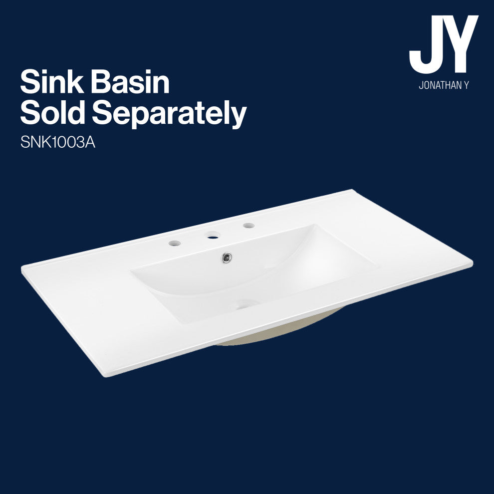 36" Modern 2-Shelf Bath Vanity Cabinet Only (Sink Basin not Included), Walnut