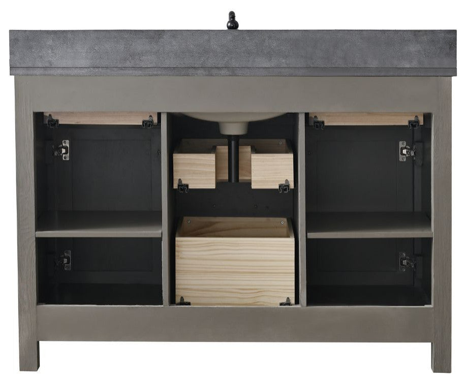Jasper 48" Bathroom Vanity, Textured Gray, Blue Limestone