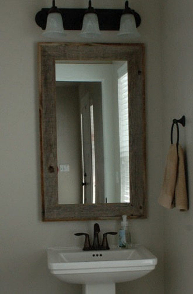 Rustic Mirror, Lighthouse Style Barnwood With Raised Edge, 30"x40"