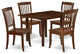 Dining Set 5 Pcs- 4 Wood Dining Chairs, Table, Mahogany Finish Chair Seat