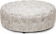 Cardiff Beige Script Print Modern Tufted Ottoman