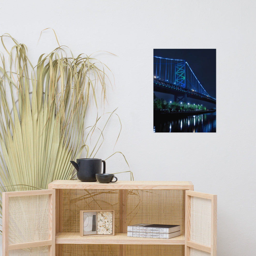 The Ben Franklin Bridge 3 Night Urban Landscape Photo Unframed Wall Art Print, 18" X 24"