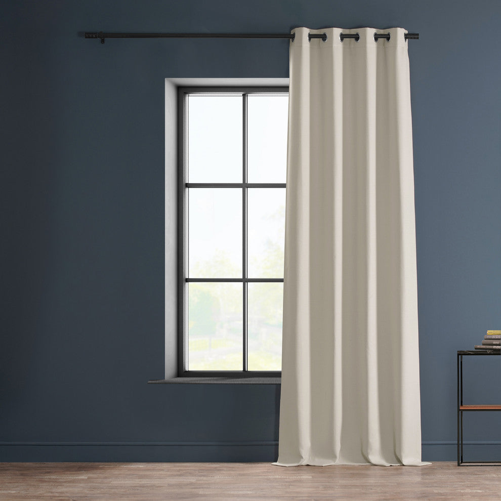 Faux Linen Grommet Room Darkening Curtain Single Panel, Birch, 50"x84"