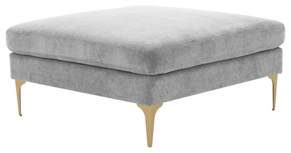 Serena Gray Velvet Ottoman