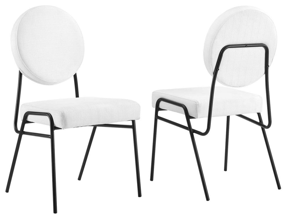 Craft Upholstered Fabric Dining Side Chairs, Set of 2, Black White