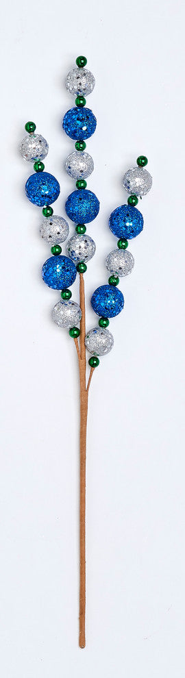 Glitter Ballx3 Spray, Blue, Silver, 20"