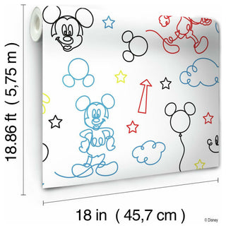 Disney Mickey Mouse Line Art Peel & Stick Wallpaper