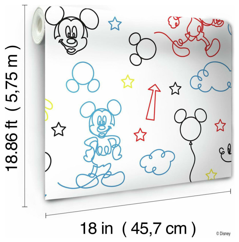 Disney Mickey Mouse Line Art Peel & Stick Wallpaper