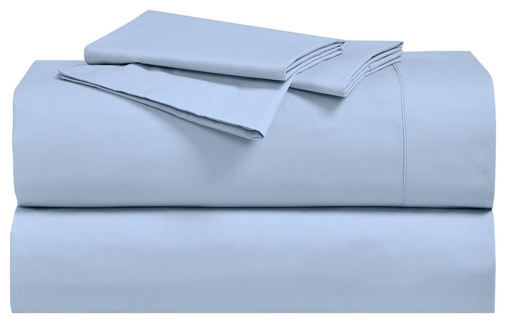 100% Cotton Solid Percale Pillowcases, Set of 2, Blue, King