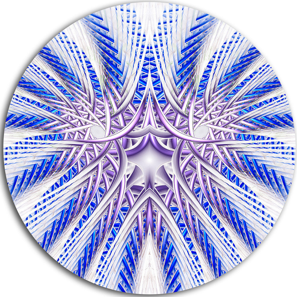 Light Blue Unique Fractal Flower Design, Abstract Round Artwork, 11"