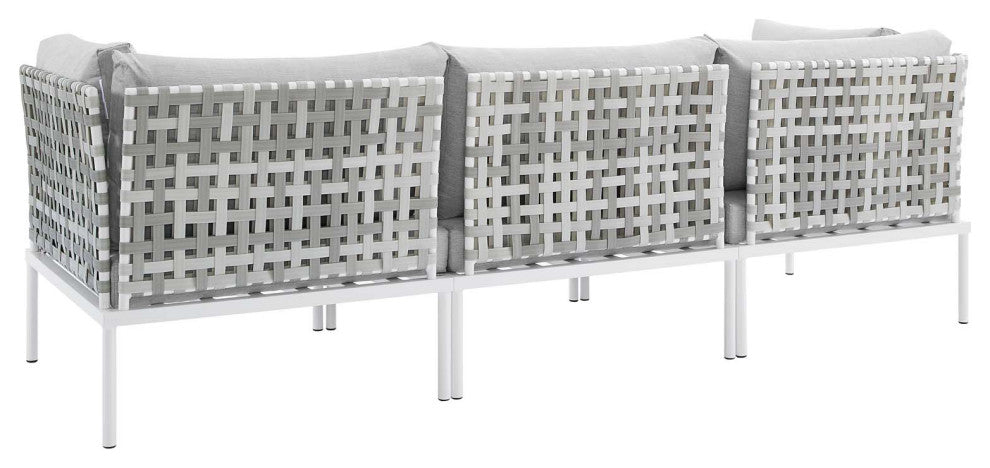 Lounge Sofa, Sunbrella, Aluminum, Metal, Gray, Modern, Outdoor Patio Cafe