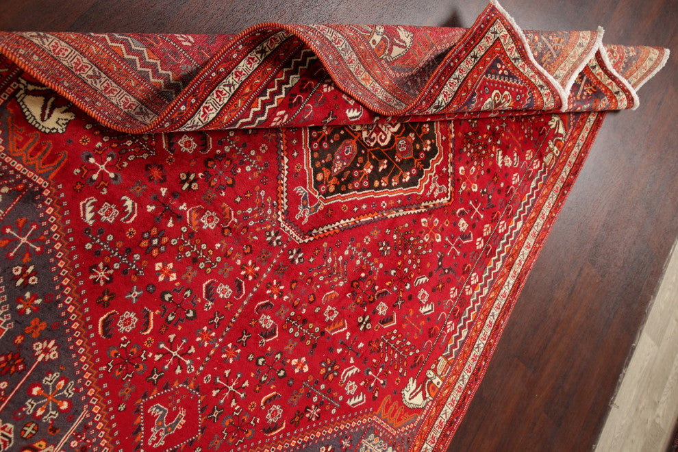 Consigned, Faded Traditional Handmade Vintage-Style Persian Area Rug, Red, 5x8