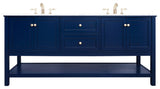 Matilda Single Bathroom Vanity, Blue, 72"