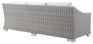 Conway Outdoor Patio Wicker Rattan Sofa Light Gray White