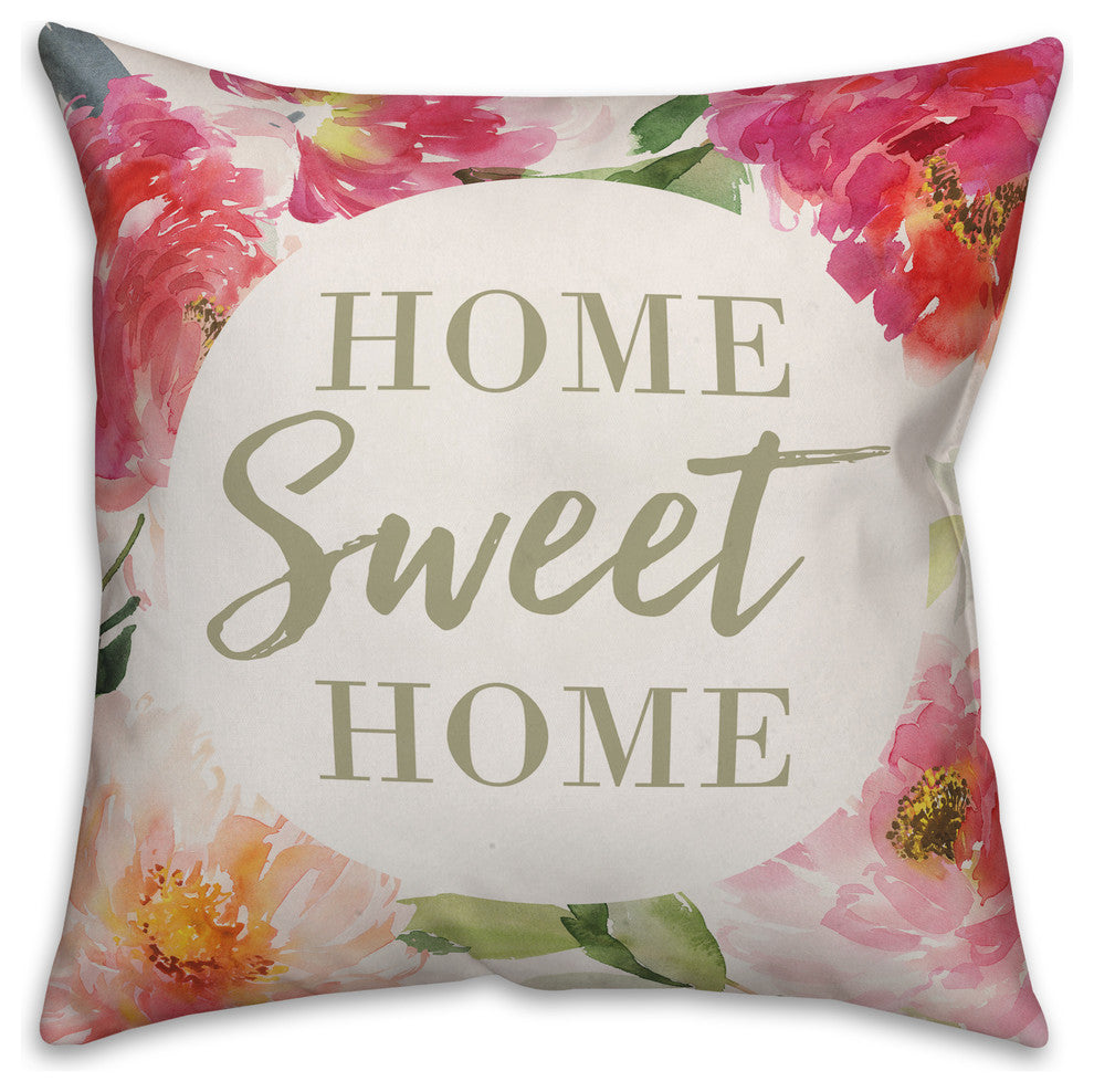 Home Sweet Home Floral 20x20 Throw Pillow