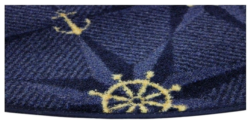 3'x12' Custom Area Rug Mariners Tale, Nylon Stainmaster Carpet, Blue