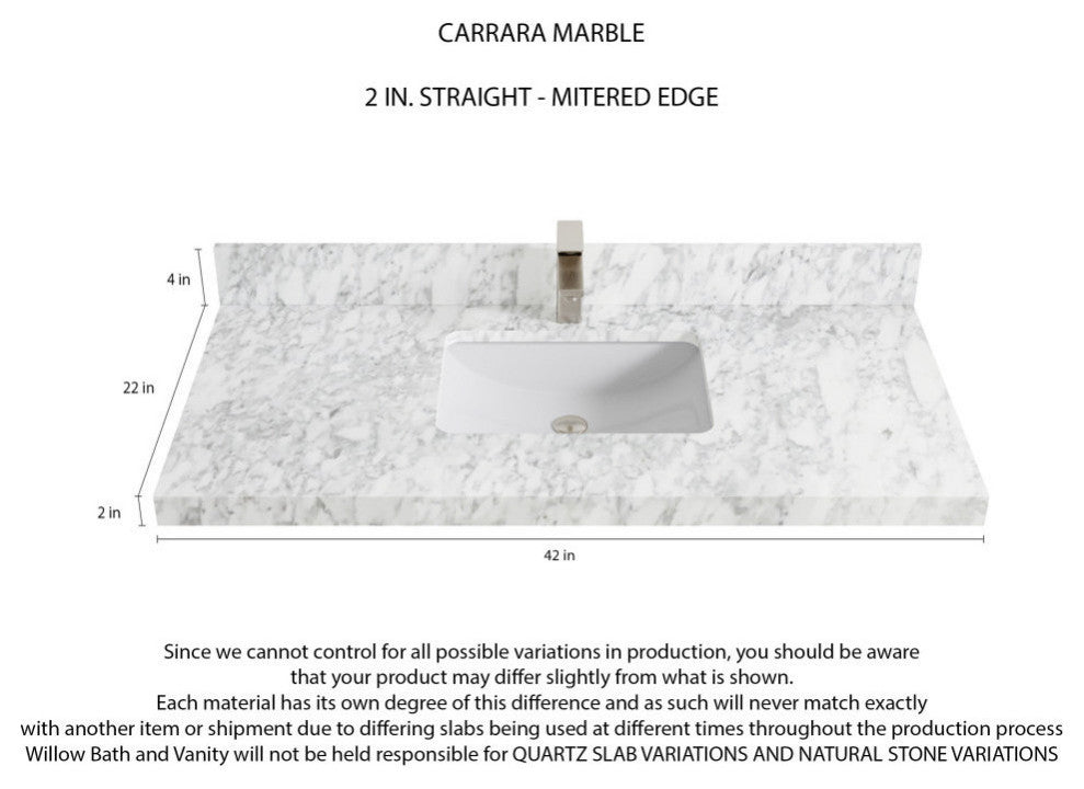 Elizabeth 42 Single Sink Bath Vanity in Light Natural Teak 2" Carrara Marble