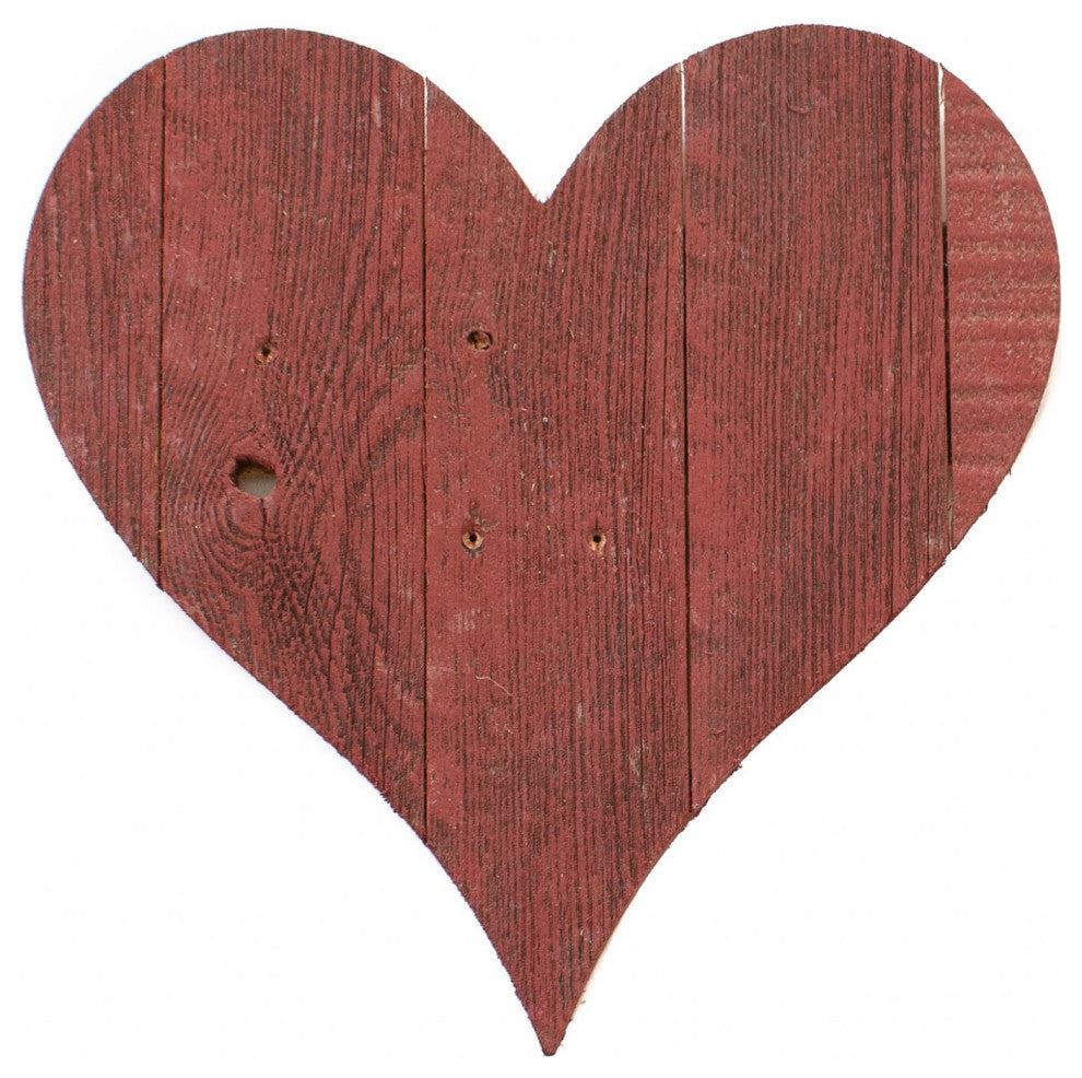 24" Rustic Farmhouse Red Large Wooden Heart