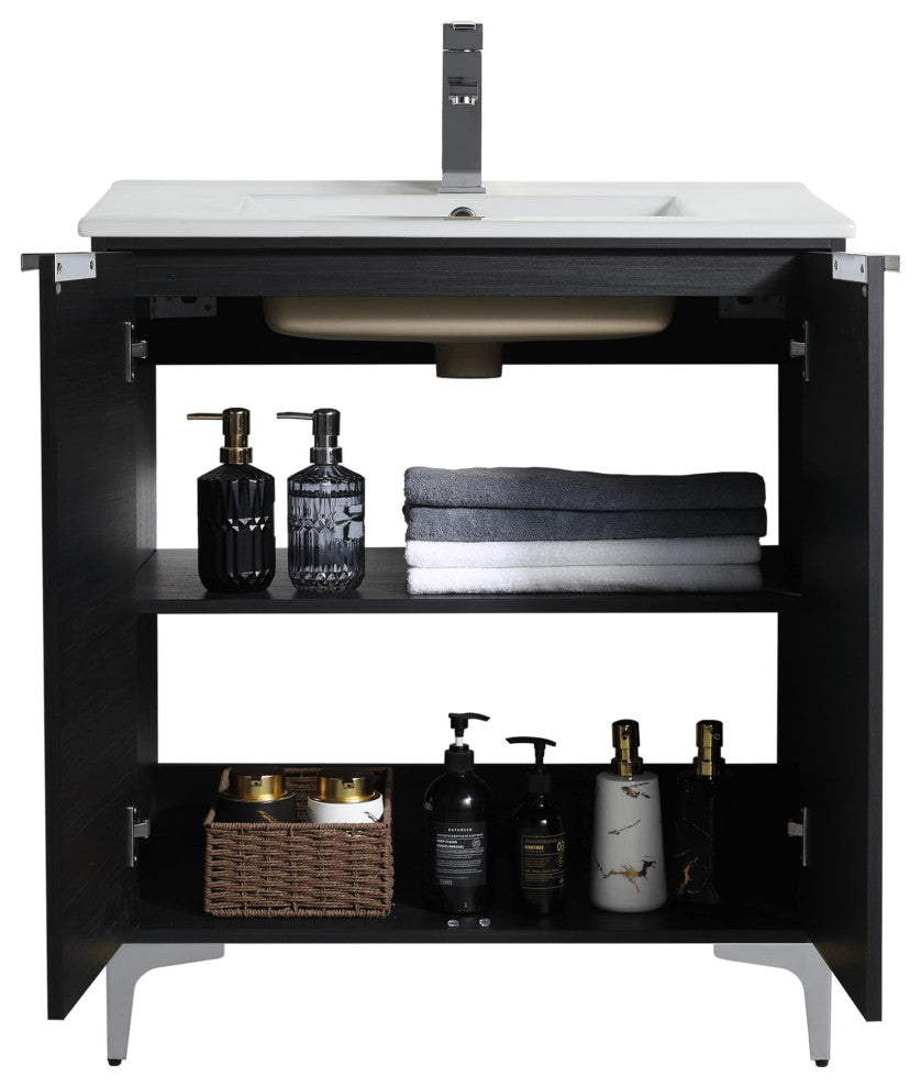 Wilmington Bath Vanity, Chestnut, 30 Inch, Polished Chrome Hardware