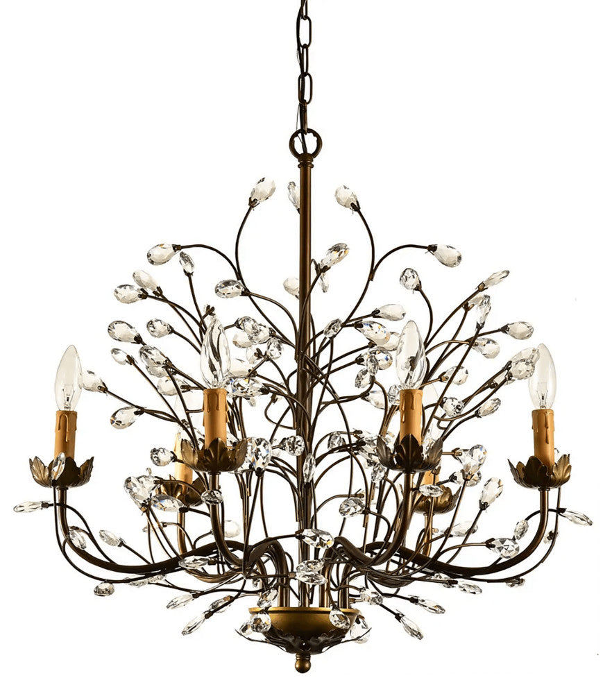 Silvia Antique Bronze 6-light Crystal and Iron Chandelier