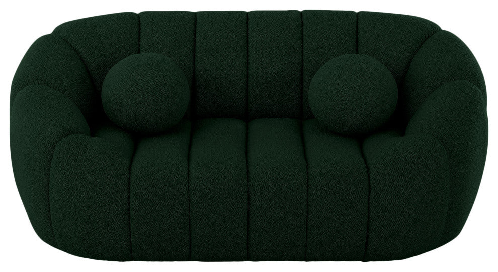 Elijah Boucle Fabric Upholstered Loveseat, Green