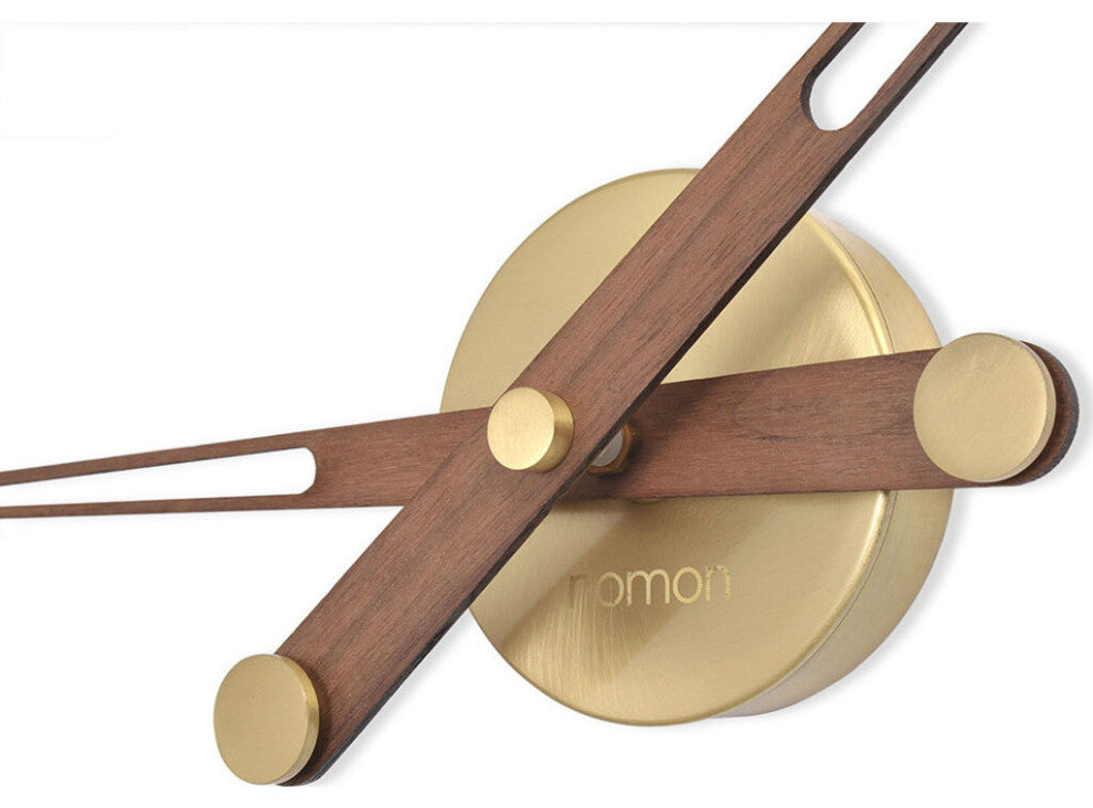 Nomon AXIOMA G Clock | Polished Brass Box, Walnut Hands