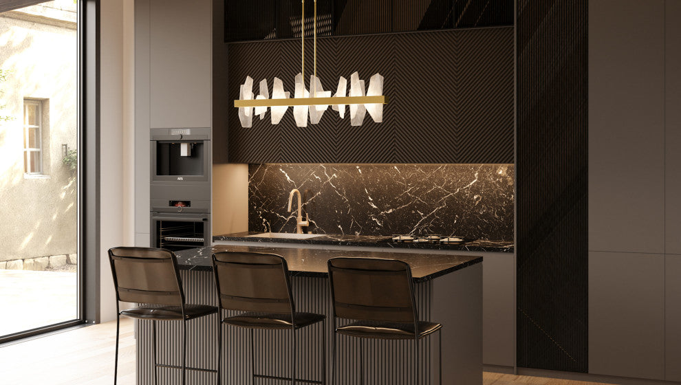 Quoizel PCAUR142 Aurelia 42"W LED Abstract Linear Chandelier - Soft Gold