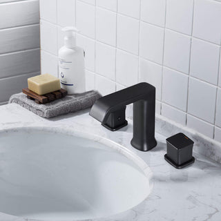 8" Widespread Bathroom Faucet with Pop-up Drain Assembly, Matte Black
