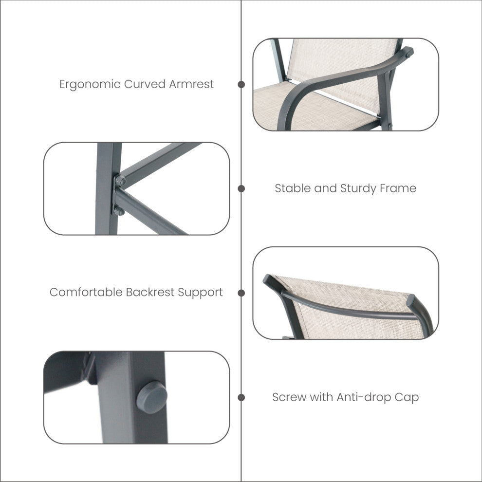 Set of 2 Outdoor bar stoolst Patio Bar Chair,patio furniture set, Gray&brown