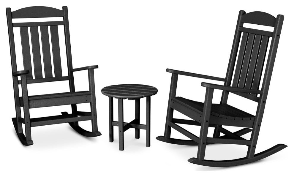 Polywood Presidential 3-Piece Rocker Set, Black